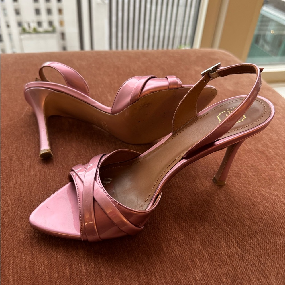 Malone Souliers Pink Stiletto Heels with Ankle Strap
